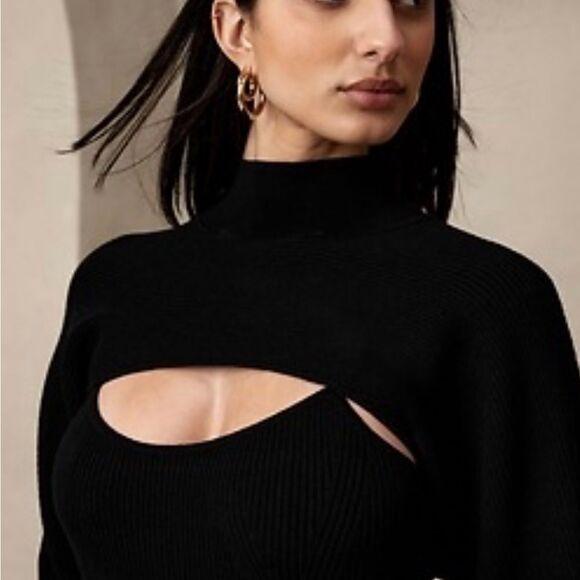 Banana Republic Convertible Sweater‎ Black L NWT IN PACKAGING - Picture 3 of 7